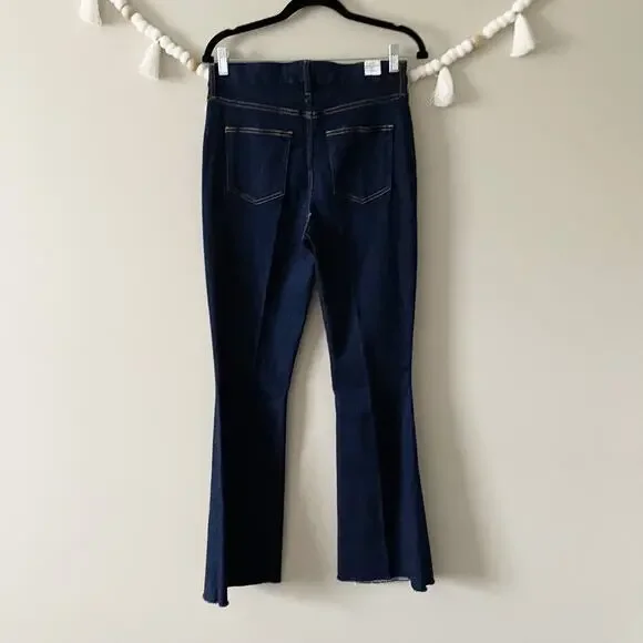 NWT Frank and Eileen Killian Crop Flare Jeans Raw Hem Blue Wash Womens Size 26